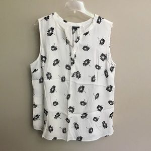 3/$15 NWT $69 TALBOTS black white Daisy sleeveless top XL
